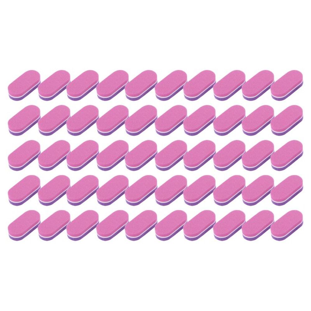 Mini Block Oval Nail Buffers for DIY Pink Purple 50 Pcs